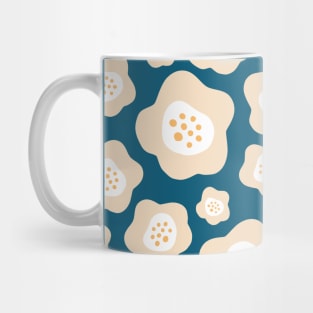 Funky Floral Pattern II in Peach and Dark Blue Mug